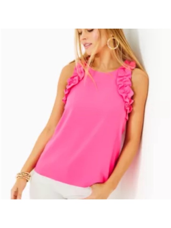 Lilly Pulitzer Tops - New With Tags Lilly Pulitzer Kailee Ruffle Sleeveless Too Sz M